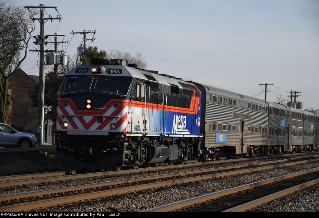 Outbound commuter approaches the station